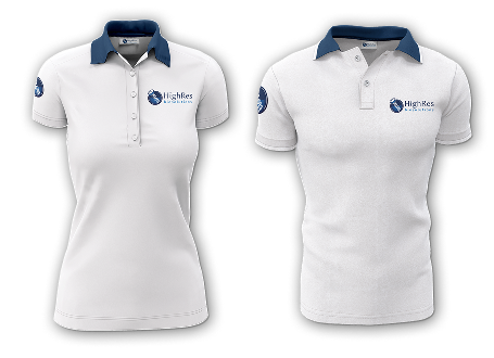 White Polo Shirt with Blue Collar