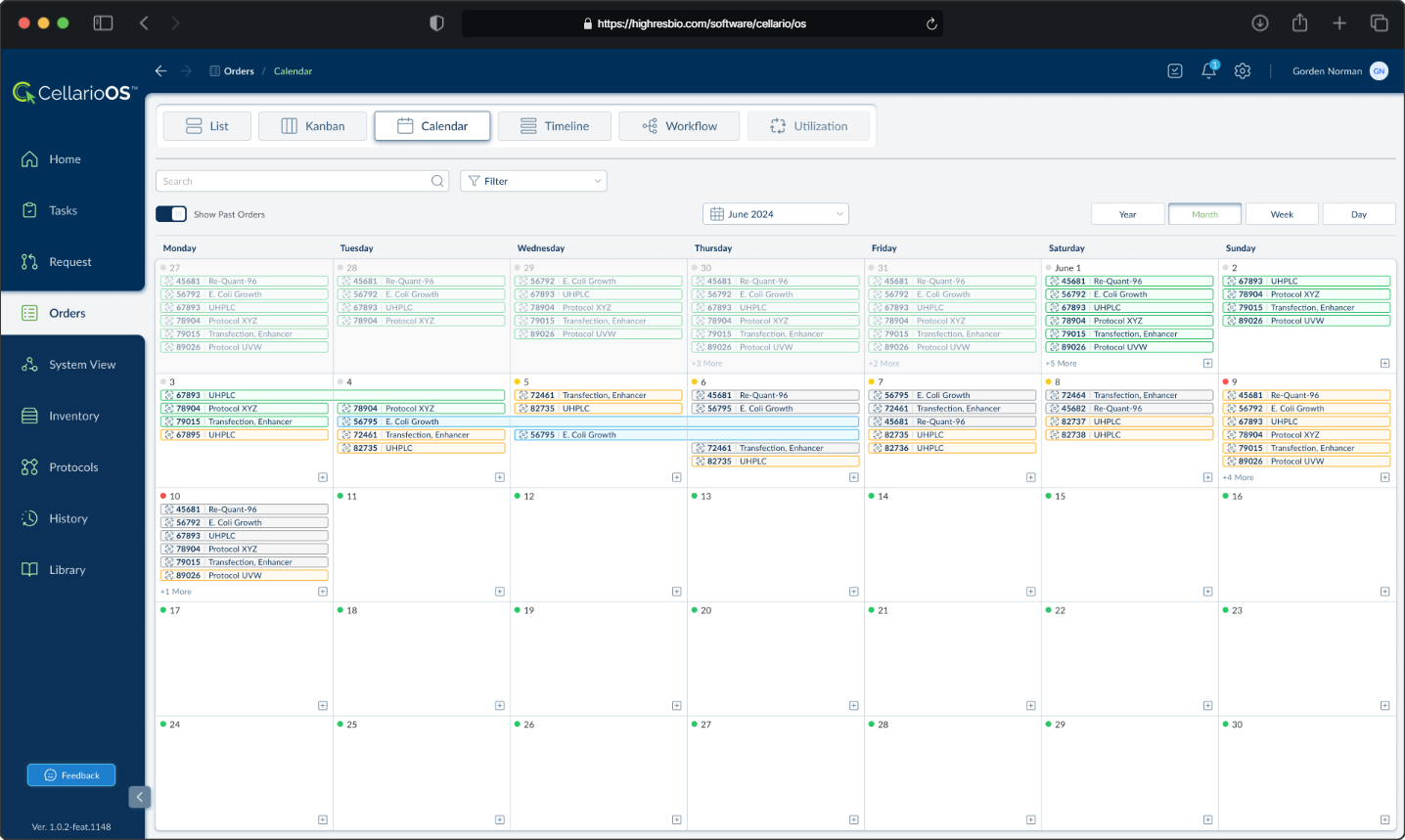 CellarioOS scheduling view